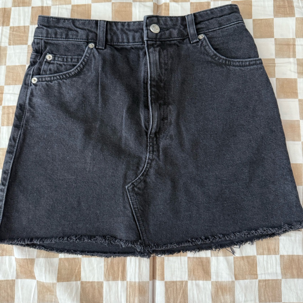 Topshop Charcoal Denim Skirt